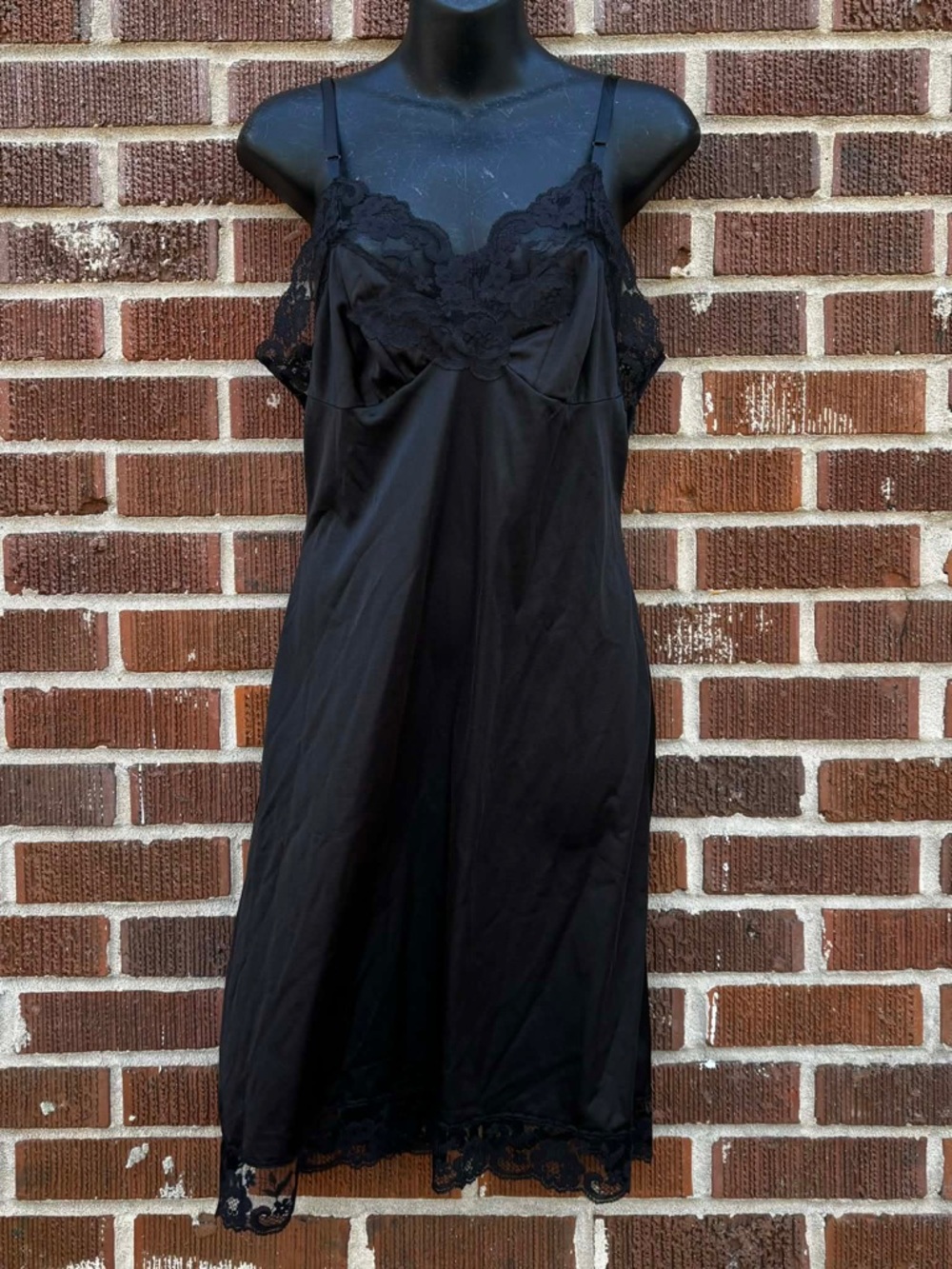 Fairy Whimsical Grunge Black Feminine Full Slip Nylon Lace trim Dainty Vintage